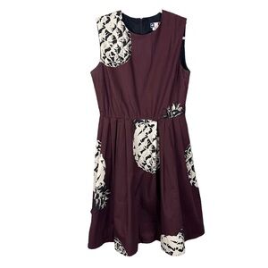 MSGM Printed Sleeveless Fit and Flare Midi Dress